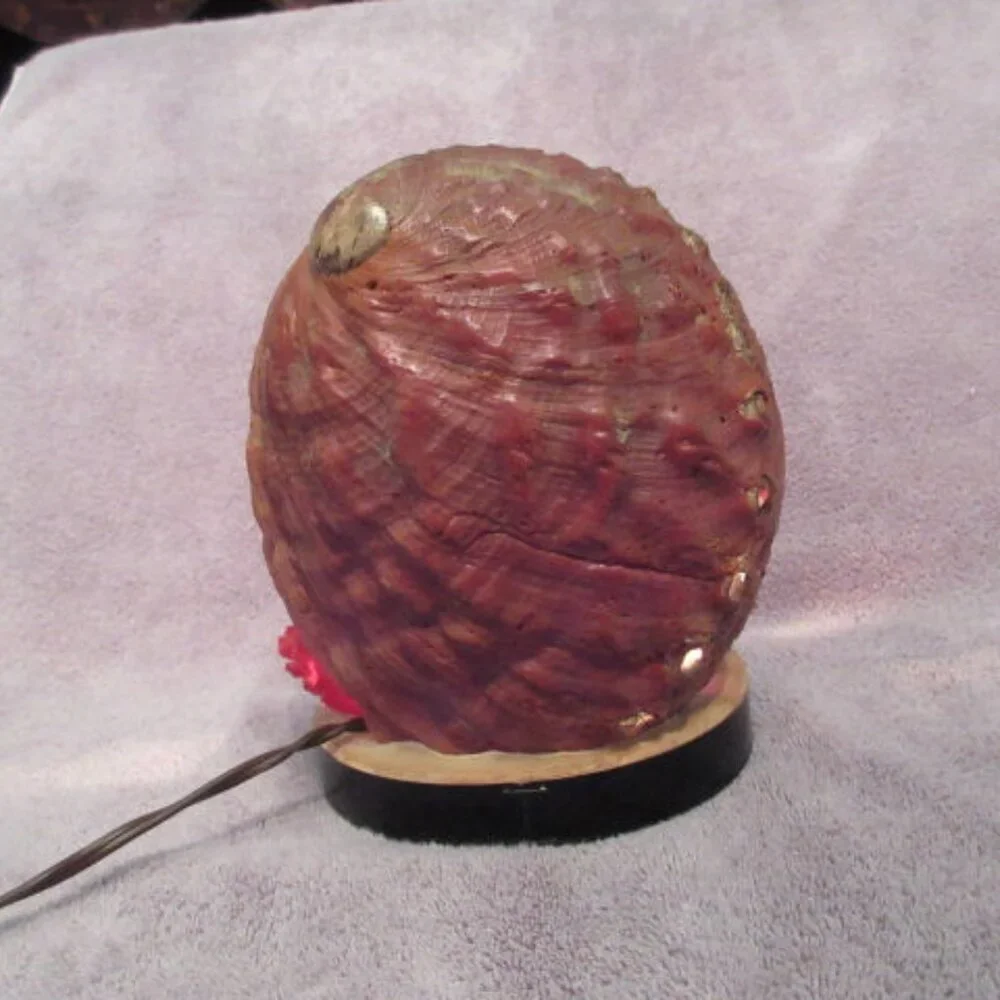 Vintage Abalone Shell TV Lamp Night Light Jesus Crucifix Shrine Lucite MCM 50s